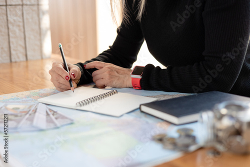 Woman traveler planning vacation trip, Travel concept.