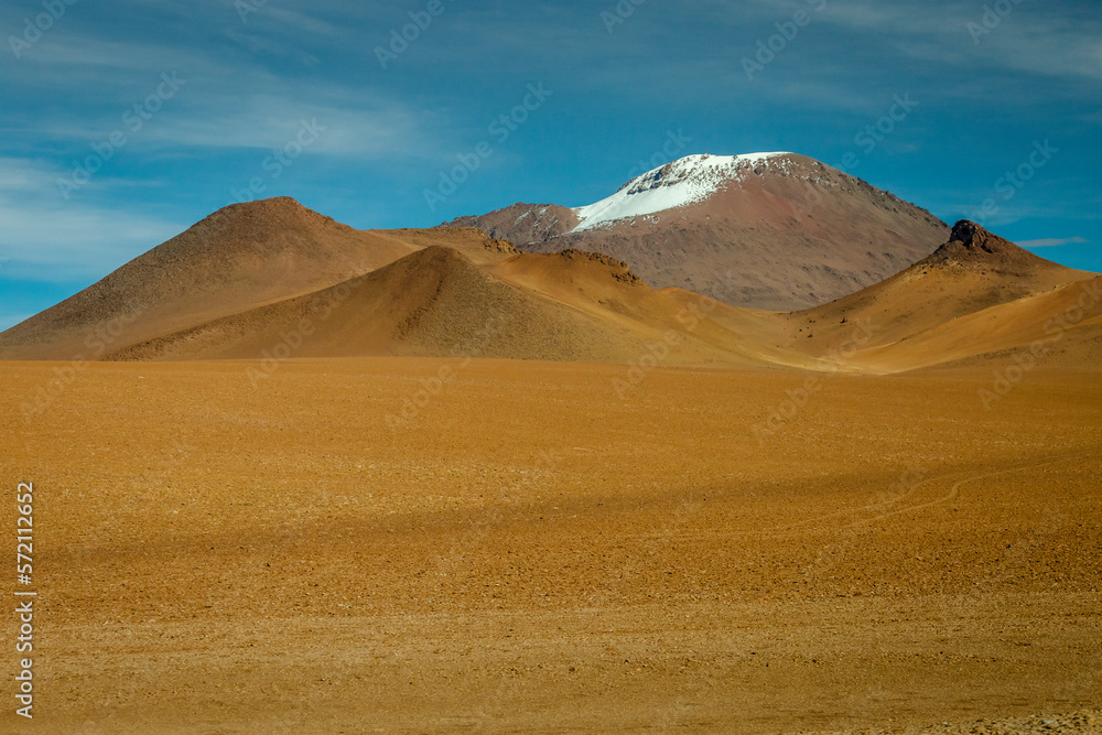 Atacama Desert dramatic volcanic landscape at Sunset, Chile, South America