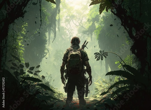 Fototapeta Naklejka Na Ścianę i Meble -  A man in the jungle