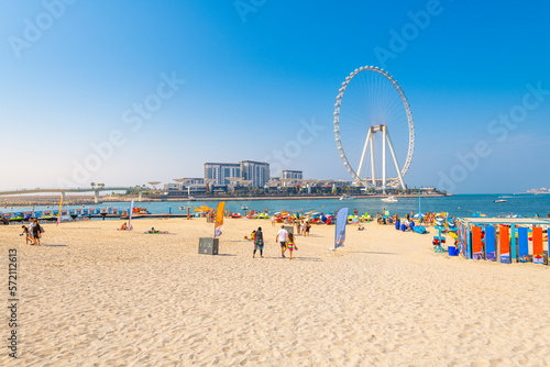 Fototapeta Naklejka Na Ścianę i Meble -  The Ain Dubai Observation Ferris Wheel, the largest of it's kind in the world, on Bluewaters Island near Jumeirah Beach, Dubai, United Arab Emirates.