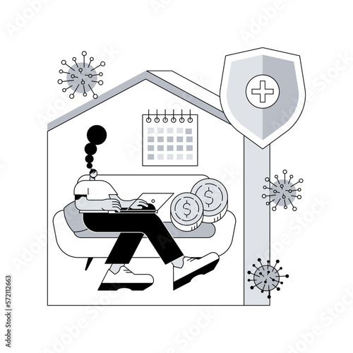 Paid leave for quarantined workers abstract concept vector illustration. Paid time off for illness, sick leave, governmental protection, social distance, financial support abstract metaphor.