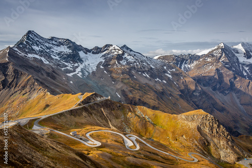 Hohe Tauern mountain range from above dramatic Grossglockner road, Austria