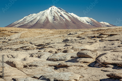 Obraz na płótnie Dramatic volcanic landscape in Piedras Rojas at sunny day, Atacama Desert, Chile w salonie