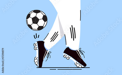 flat illustration of playing football sport. juggling ball