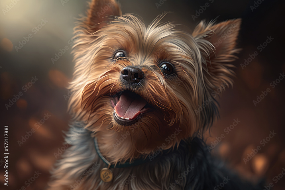 Cute and happy Yorkshire Terrier, yorkie, with mouth open, smiling Cute and happy Yorkshire Terrier, yorkie, with mouth open, smiling
