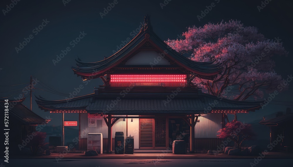 Lo-fi Traditional Japan house. Generative AI Lo-fi Traditional Japan house. Generative AI