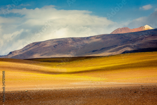Atacama Desert dramatic volcanic landscape at Sunset, Chile, South America
