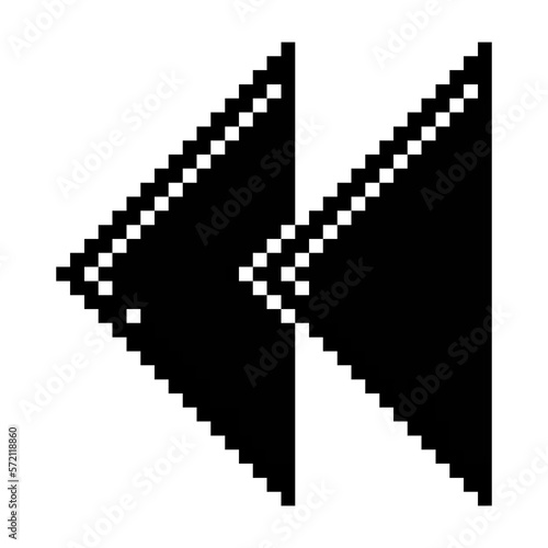 Fast reverse button icon black-white vector pixel art icon 