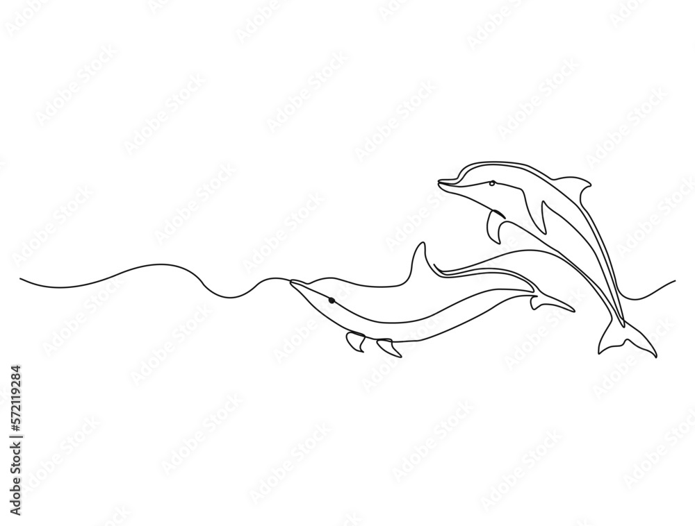 Continuous one line drawing of dolphin. Simple illustration of dolphin pair line art vector illustration Continuous one line drawing of dolphin. Simple illustration of dolphin pair line art vector illustration