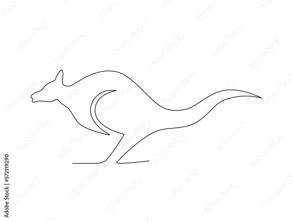 Fototapeta premium Continuous one line drawing of kangaroo . Simple illustration of standing kangaroo line art vector illustration