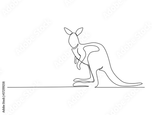 Continuous one line drawing of kangaroo . Simple illustration of standing kangaroo line art vector illustration