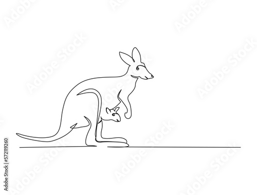 Continuous one line drawing of kangaroo . Simple illustration of standing kangaroo line art vector illustration