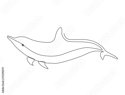 Continuous one line drawing of dolphin. Simple illustration of dolphin line art vector illustration