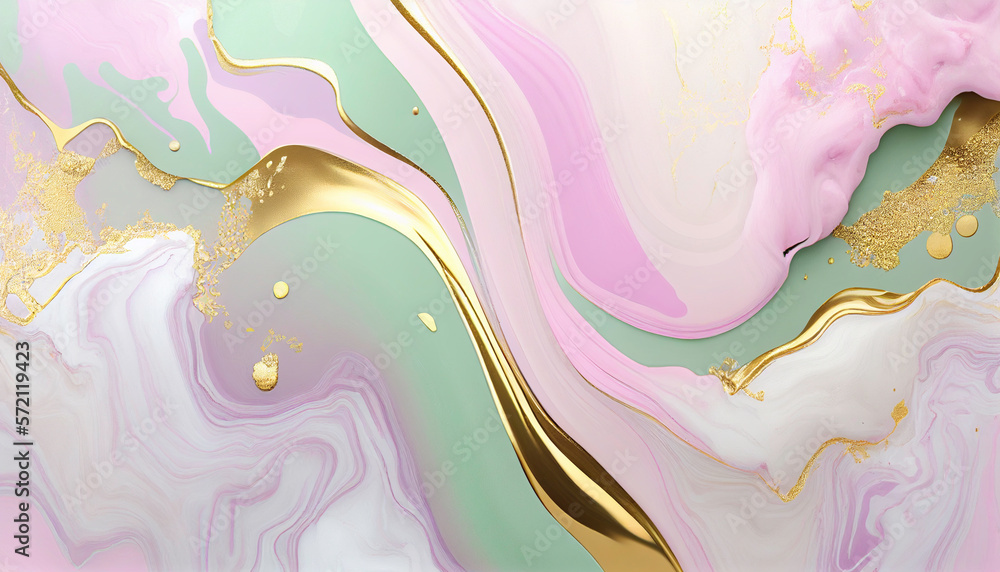 Luxury pastel purple, gold, green and white pattern of marble. background with texture for product design. Generative AI.