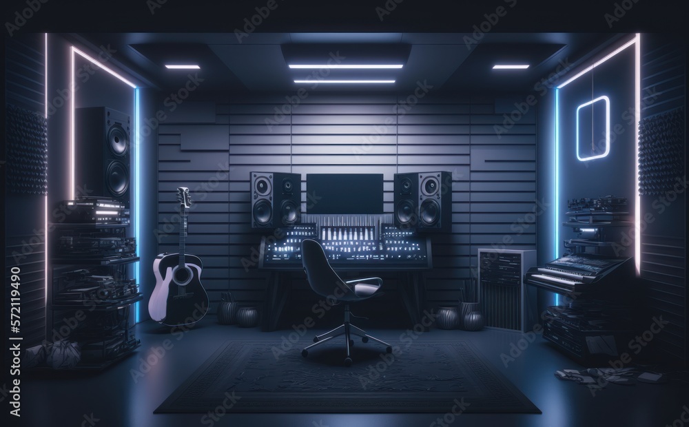 Interior of recording studio home, music studio, estúdio de música