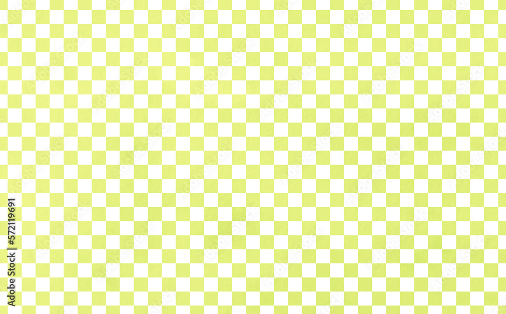 黄緑と白の市松模様の水彩テクスチャパターン