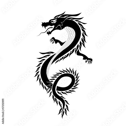 A black twisted dragon with fire breaths from its mouth