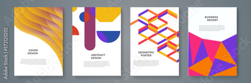 Original mosaic tiles corporate brochure layout composition. Modern leaflet vector design template collection.