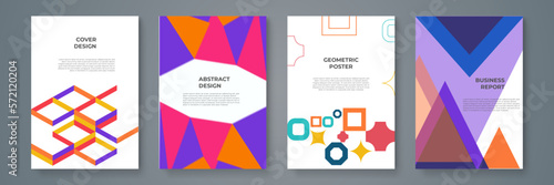 Original mosaic tiles corporate brochure layout composition. Modern leaflet vector design template collection.