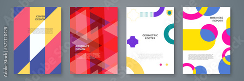 Modern abstract covers set, minimal covers design. Colorful geometric background, vector illustration.