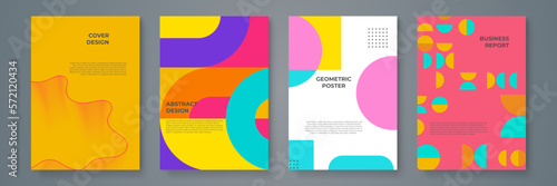 Modern abstract covers set, minimal covers design. Colorful geometric background, vector illustration.