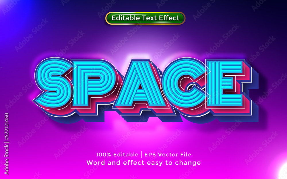 Space editable modern text effect