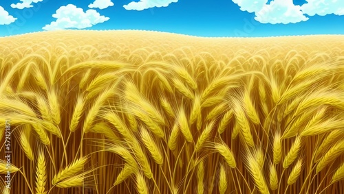 a field of endless wheat with clouds in the sky  made using generative ai