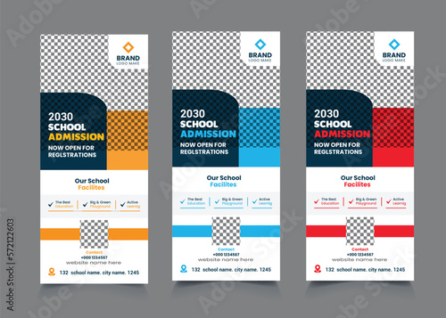 Roll up banner design template, vertical, abstract background, pull up design, modern x-banner, rectangle size.