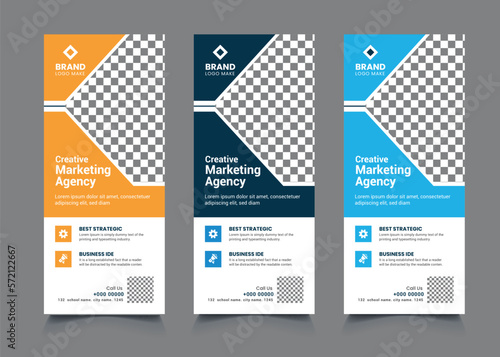 Roll up banner design template, vertical, abstract background, pull up design, modern x-banner, rectangle size.