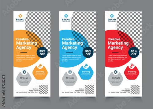 Roll up banner design template, vertical, abstract background, pull up design, modern x-banner, rectangle size.