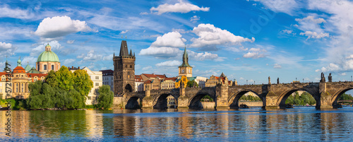 Prague Czech Republic, panorama city skyline at Charles Bridge Vltava River and Prague old town, Czechia
