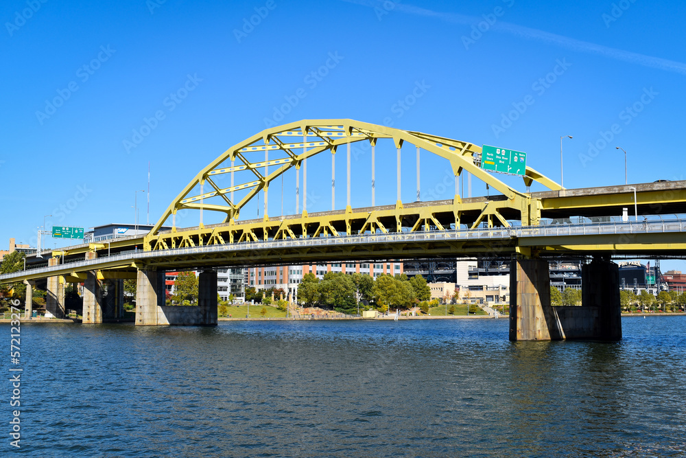 Fort Pitt Bridge on a sunny day, Pittsburgh, PA