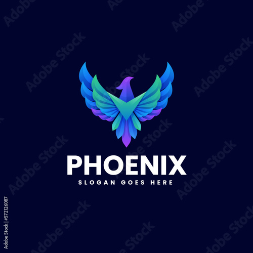 Vector Logo Illustration Phoenix Gradient Colorful Style