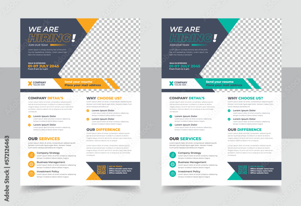 We are hiring flyer design template, Job Vacancy Flyer Template or Job vacancy flyer poster template design, Job offer leaflet template, cover, a4 size