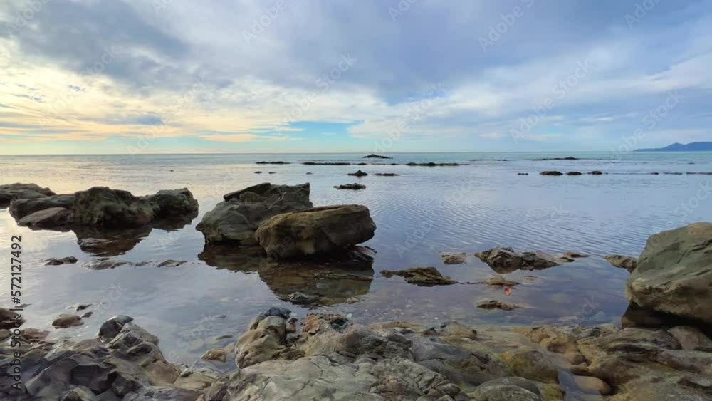 Powerful sea waves are crashing on the Black Sea coast. Waves splash on the beach with pebbles during a storm. Storm at sea. Panoramic view of the Black Sea. Russia. Sunset on the beach. 4K Powerful sea waves are crashing on the Black Sea coast. Waves splash on the beach with pebbles during a storm. Storm at sea. Panoramic view of the Black Sea. Russia. Sunset on the beach. 4K