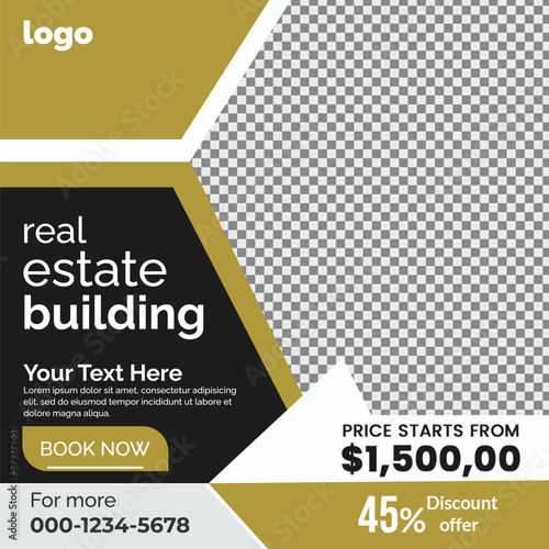 Real estate social media post bundle design, Modern Real Estate social media post Template, Real estate social media post web banner template design