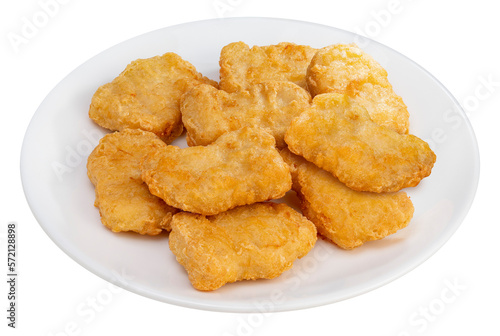 Quadro em tela Fried chicken nugget on white background, Fried nugget on white PNG File