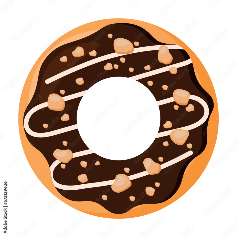 Cute Donut with Nuts in Food Cartoon Animated Vector Illustration Cute Donut with Nuts in Food Cartoon Animated Vector Illustration