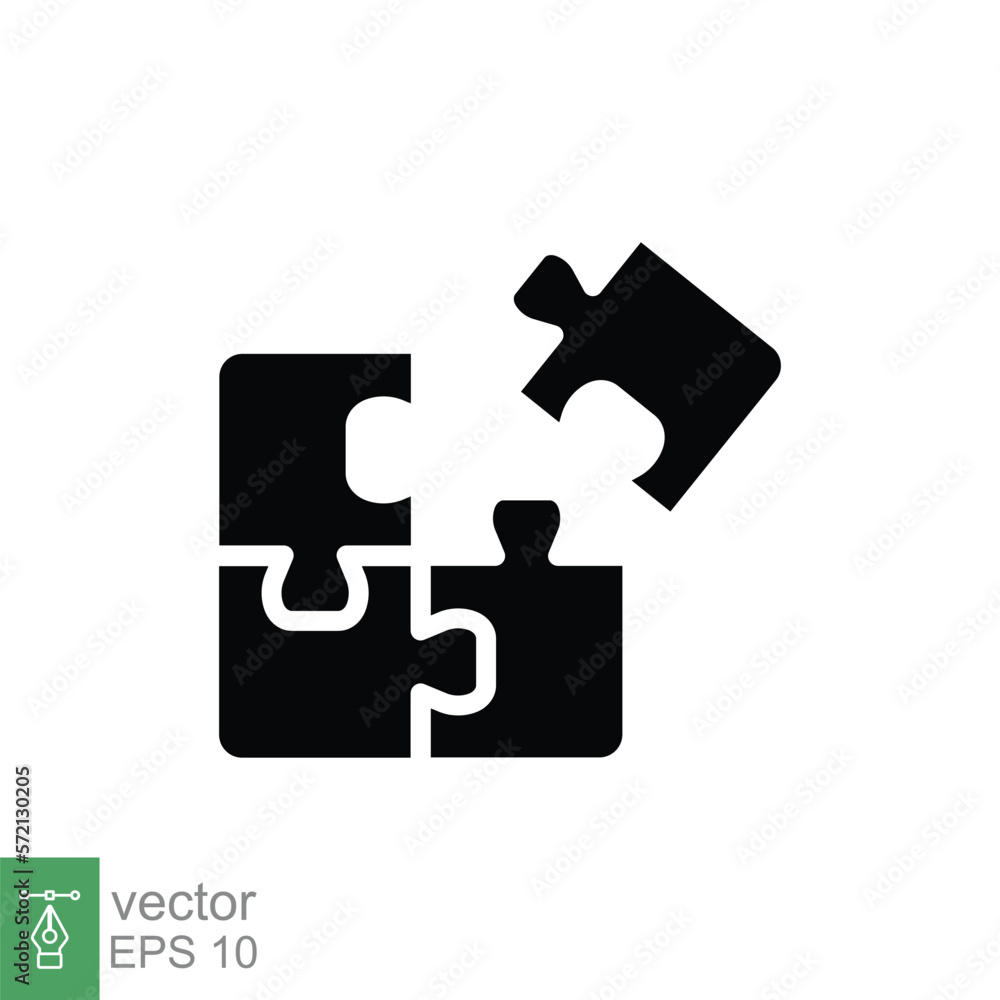 Puzzle jigsaw glyph icon. Simple solid style. Join teamwork, challenge, square, block, flat sign, business concept. Black silhouette symbol. Vector illustration isolated on white background. EPS 10. Puzzle jigsaw glyph icon. Simple solid style. Join teamwork, challenge, square, block, flat sign, business concept. Black silhouette symbol. Vector illustration isolated on white background. EPS 10.