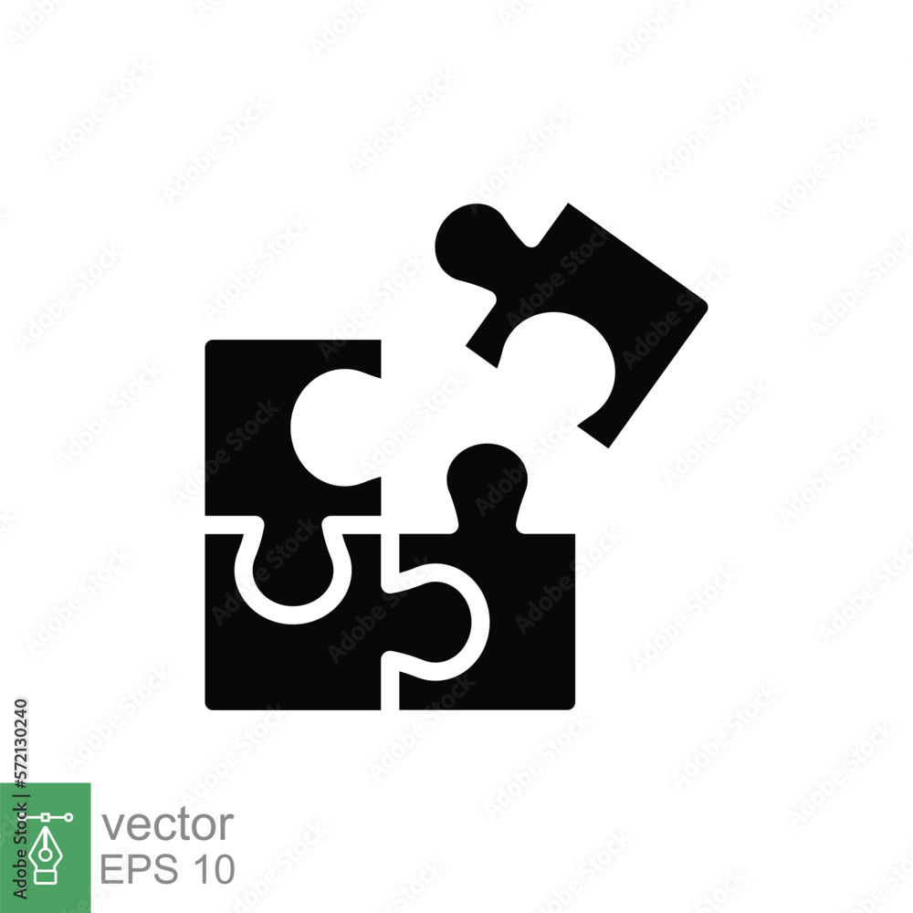 Puzzle jigsaw glyph icon. Simple solid style. Join teamwork, challenge, square, block, flat sign, business concept. Black silhouette symbol. Vector illustration isolated on white background. EPS 10. Puzzle jigsaw glyph icon. Simple solid style. Join teamwork, challenge, square, block, flat sign, business concept. Black silhouette symbol. Vector illustration isolated on white background. EPS 10.