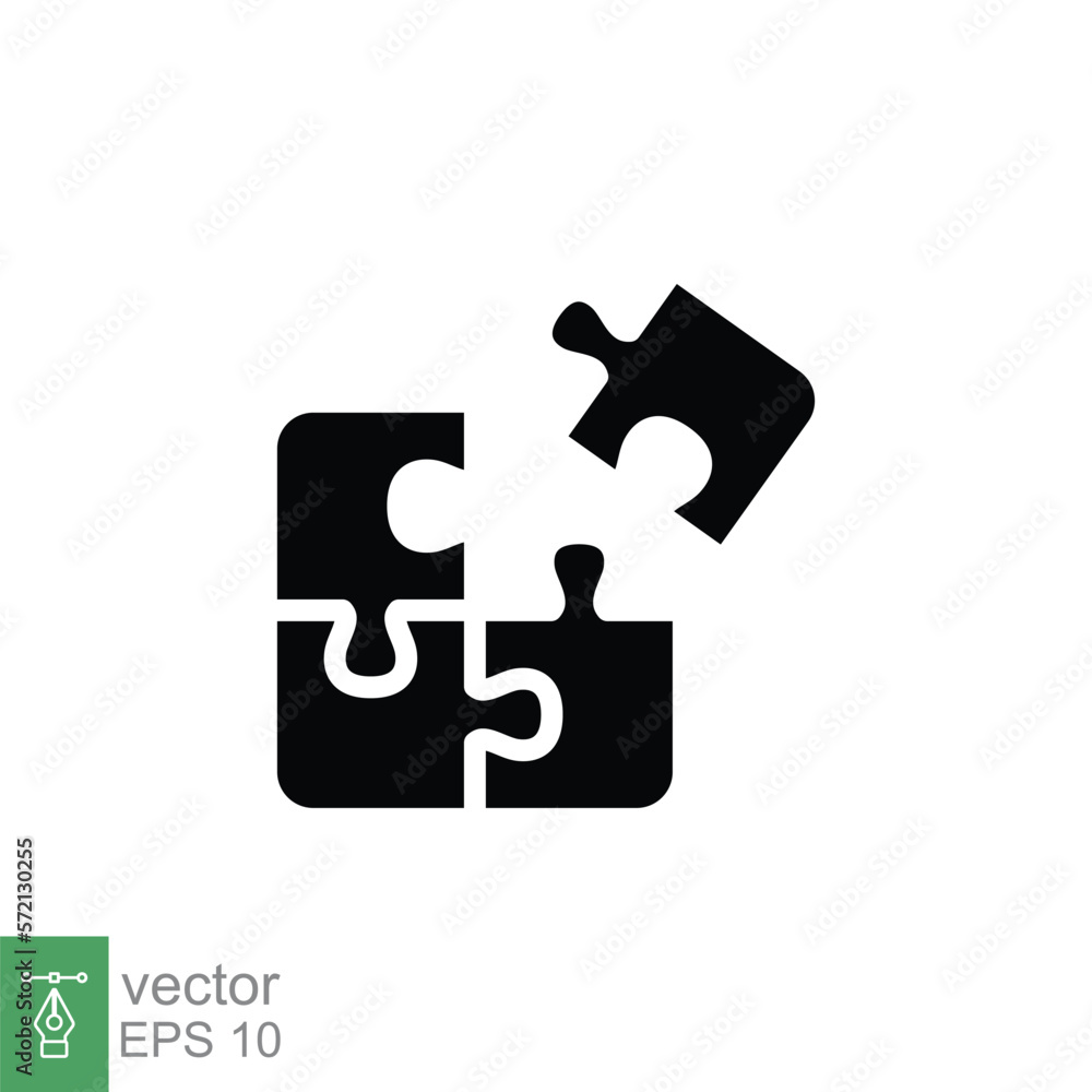 Puzzle jigsaw glyph icon. Simple solid style. Join teamwork, challenge, square, block, flat sign, business concept. Black silhouette symbol. Vector illustration isolated on white background. EPS 10. Puzzle jigsaw glyph icon. Simple solid style. Join teamwork, challenge, square, block, flat sign, business concept. Black silhouette symbol. Vector illustration isolated on white background. EPS 10.