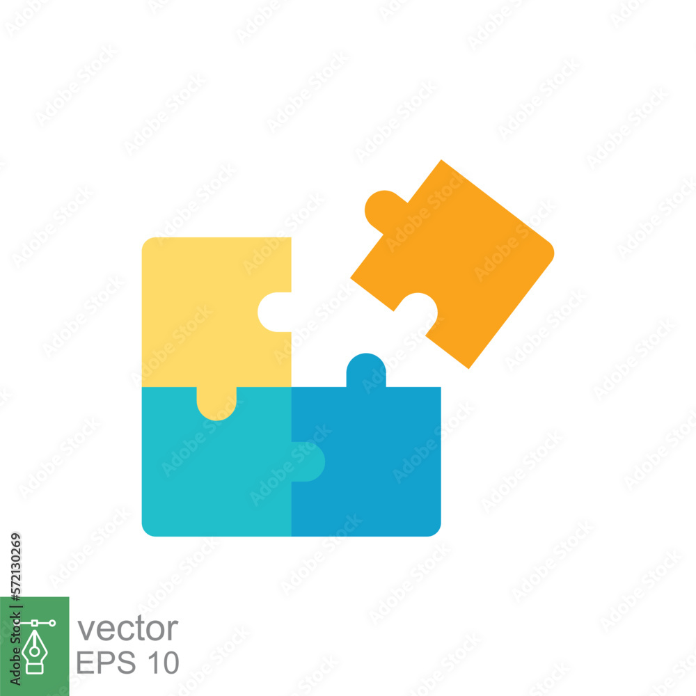 Puzzle jigsaw icon. Simple flat style. Join teamwork, challenge, square, block, combination, problem solving, solution, business concept. Vector illustration isolated on white background. EPS 10. Puzzle jigsaw icon. Simple flat style. Join teamwork, challenge, square, block, combination, problem solving, solution, business concept. Vector illustration isolated on white background. EPS 10.