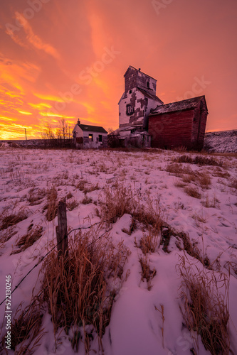 Old abandoned grain elevator on the Canadian prairies. photo