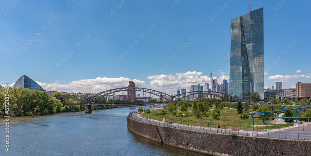 View across the river Main to the European Central Bank, Frankfurt, Germany