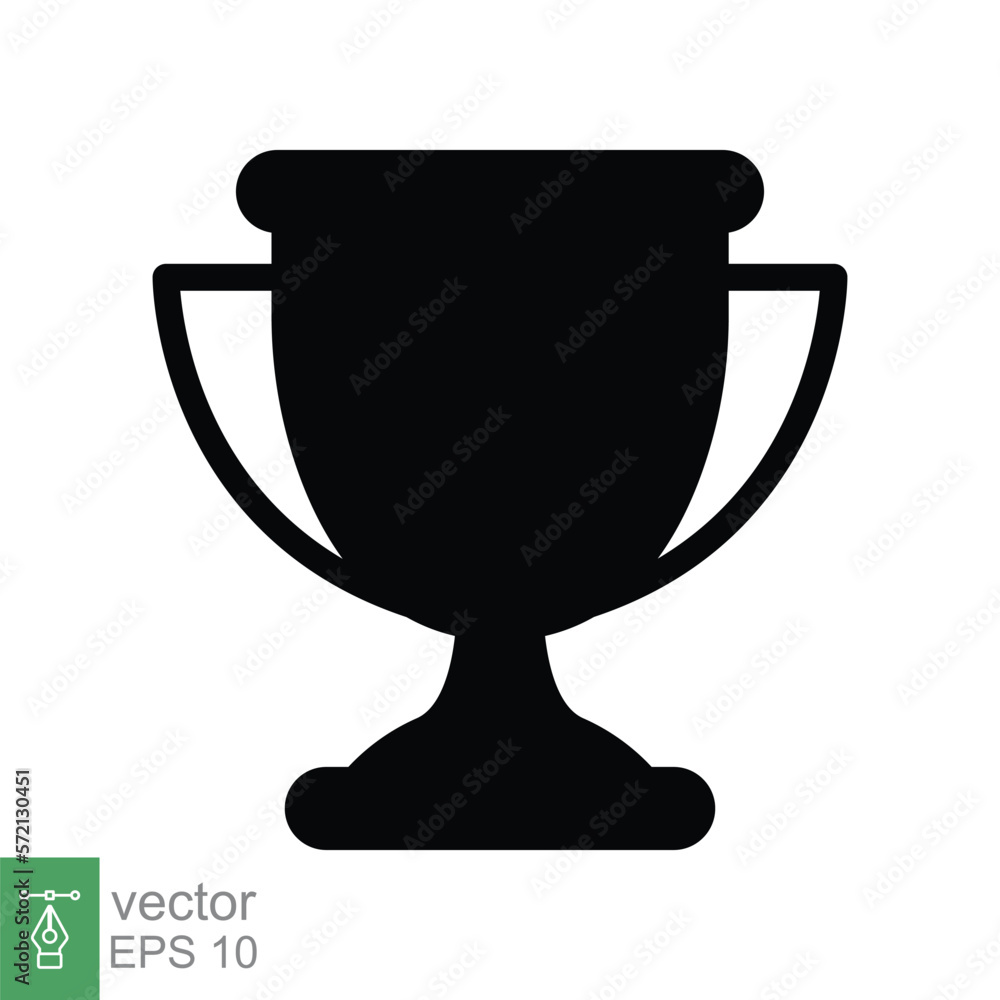 Trophy glyph icon. Simple solid style for app and web design element. Winner, award, cup, champ, contest, prize, won concept. Vector illustration isolated on white background. EPS 10. Trophy glyph icon. Simple solid style for app and web design element. Winner, award, cup, champ, contest, prize, won concept. Vector illustration isolated on white background. EPS 10.