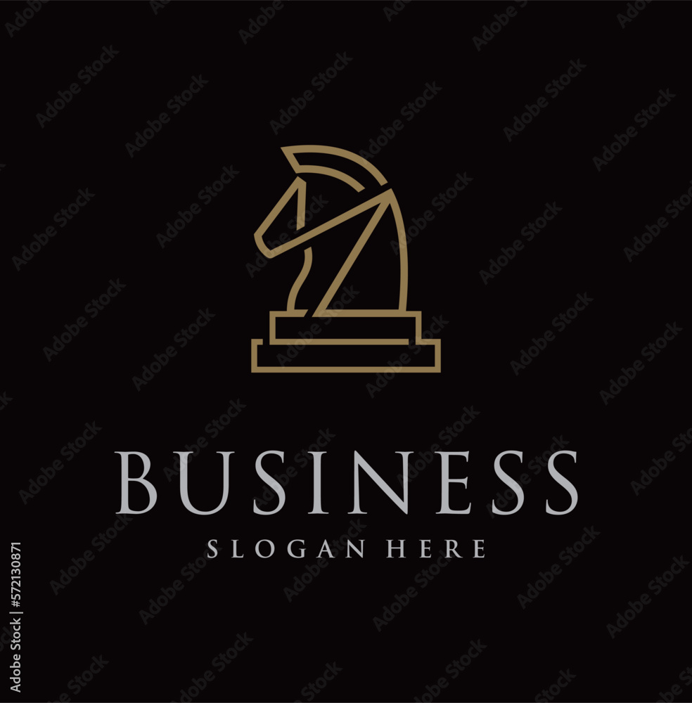 Horse knight chess logo line art design Horse knight chess logo line art design