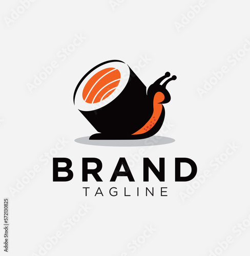 sushi snail logo vector illustration for restaurant japanese food