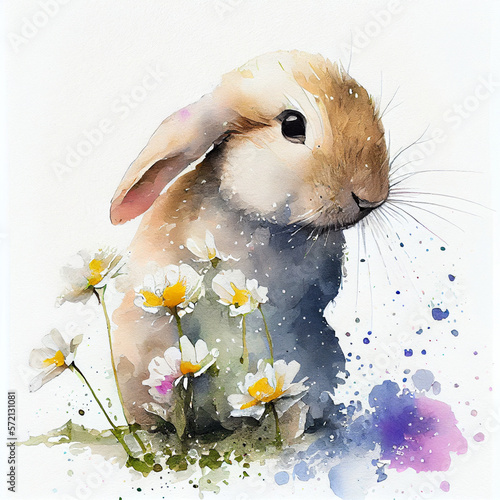rabbit with flower easter created by artificial intelligence tools