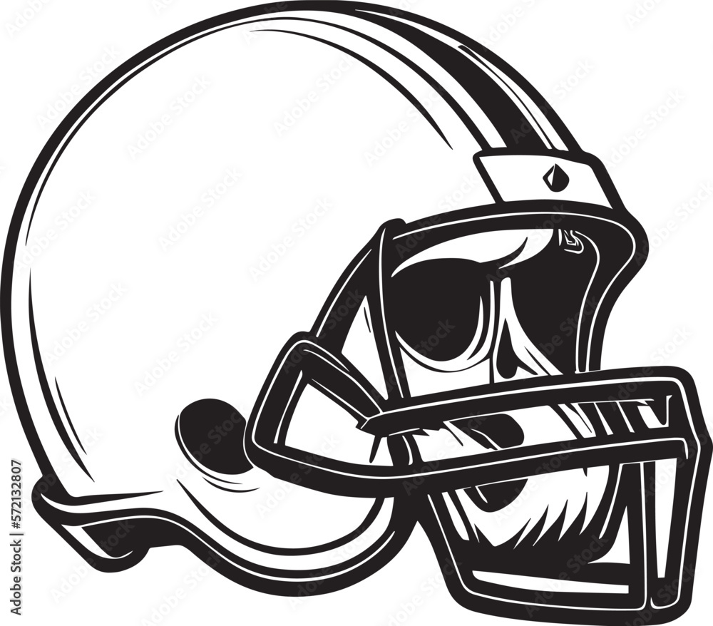 Skull In Football Helmet Monochrome Logo Stock Vector Adobe Stock