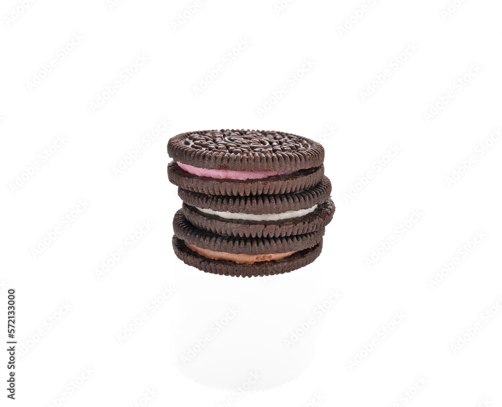 sandwich cookies an isolated with cream on white background sandwich cookies an isolated with cream on white background